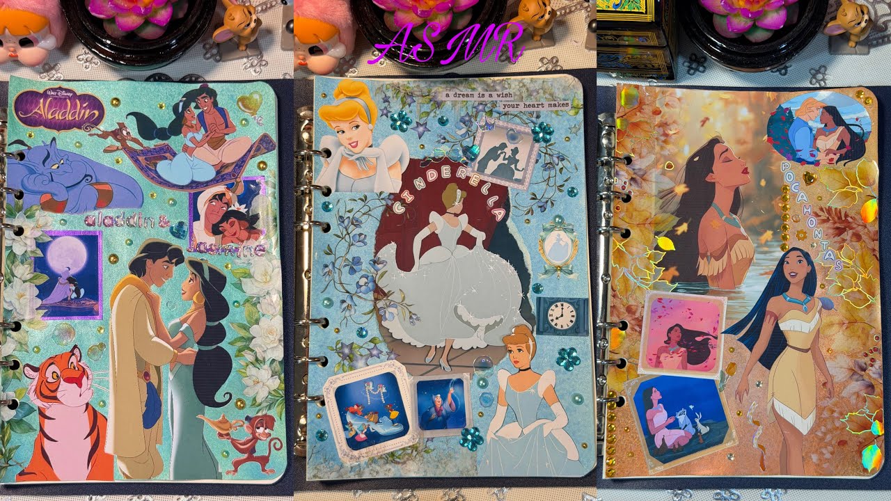ASMR Journal DIY Disney Princesses & Movie 🎞️🏰✨| Scapbooking | Journal With Me 🪷🪷🪷