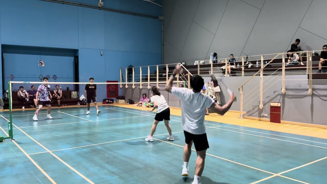 HappyBadminton 22/1/2026 - น้องโม/เจมส์ vs พี่ลูน/พี่ไกด์ #ก๊วนแฮปปี้ #ตีมั่วแบดมินตัน #ตีแบด