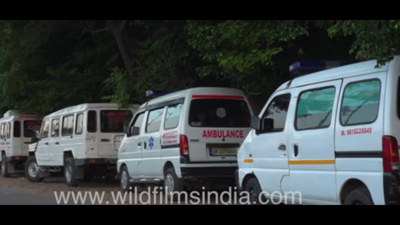 Ambulance outside AIIMS Hospital, Safdarjung Hospital - Ready to take on emergency medical cases