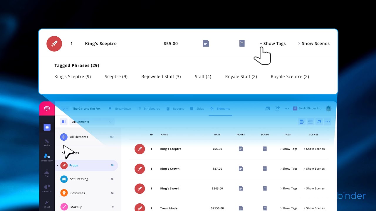 How to Manage Elements in StudioBinder | Production Elements Tutorial