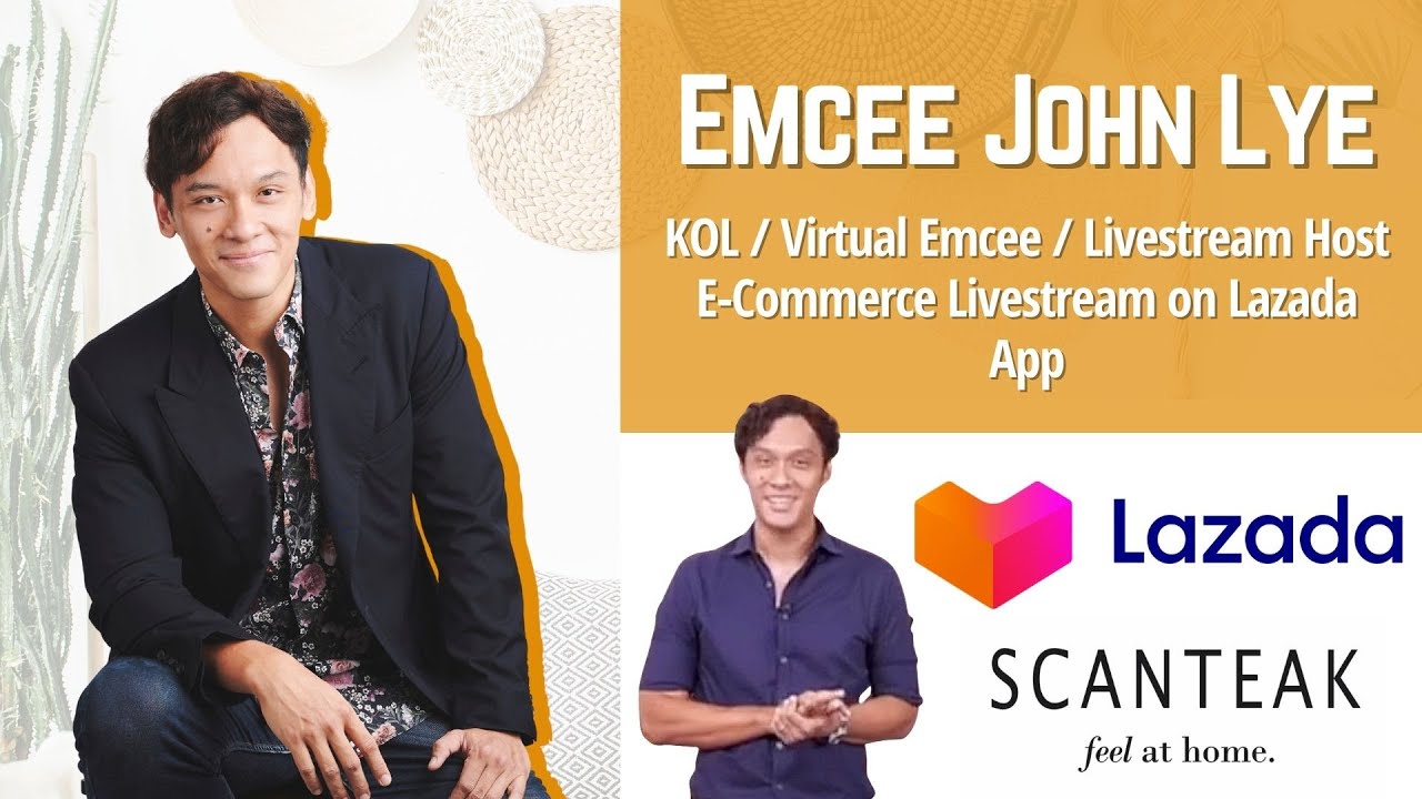 Emcee John Lye hosting E-Commerce Livestream on Lazada App (LazLive for Scanteak Singapore)
