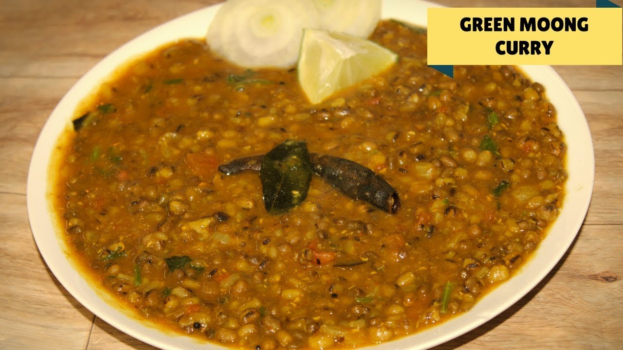 Gujarati Flavor Green Moong curry Recipe - Gujarati Mag - Whole Green Moong Dal - moong dal recipe