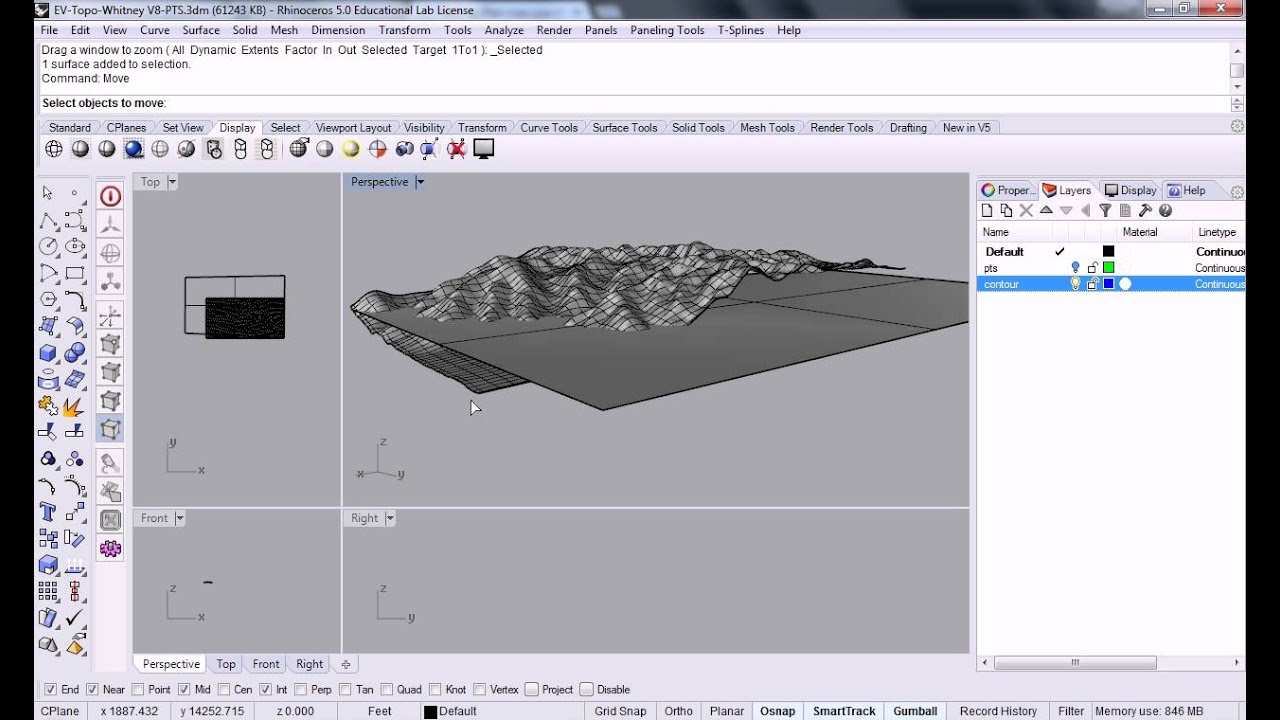 Rhino - 77 - Creating Contour Lines from Developable Landscape Surface