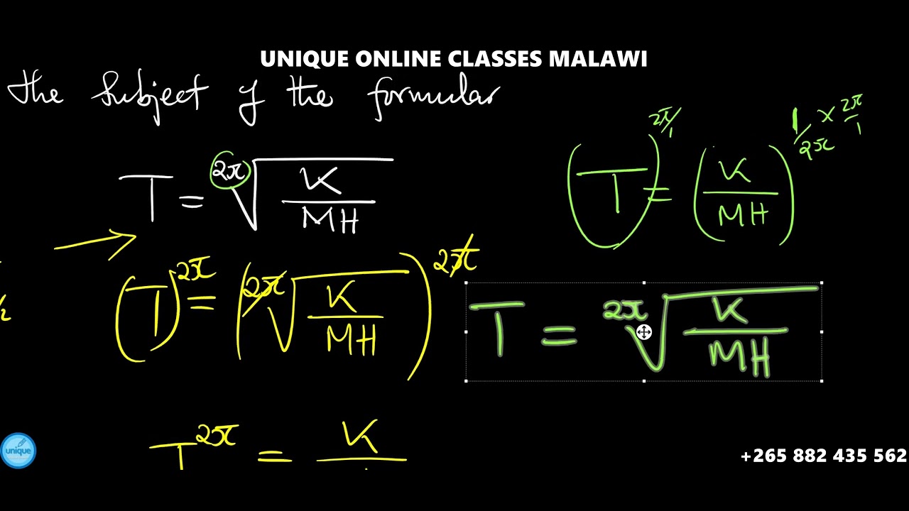 Form 3 Maths - changing the subject of the formula (practice question)
