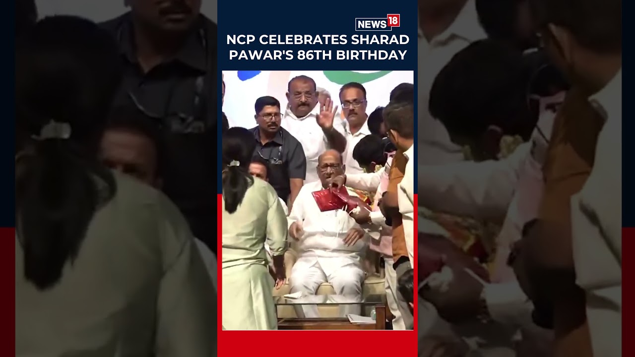 Supporters And Party Functionaries Greet NCP(SP) Chief Sharad Pawar On His 86th Birthday N18S