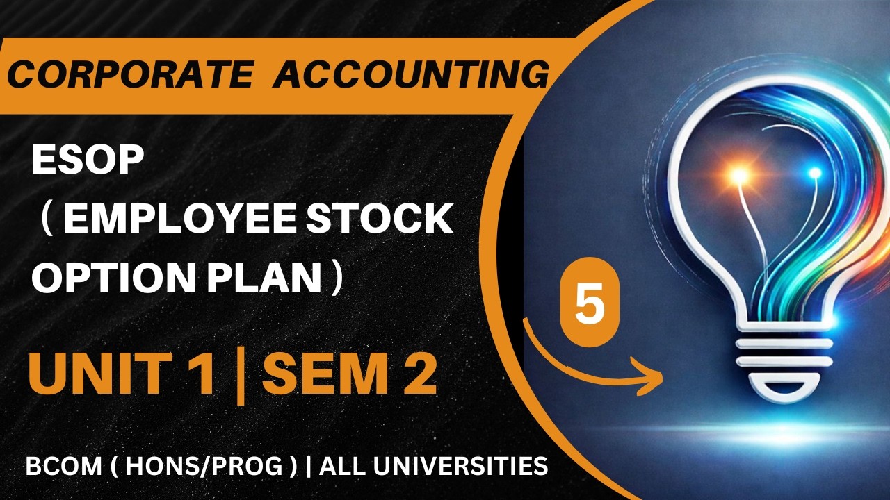 ESOP | EMPLOYEE STOCK OPTION PLANS | CORPORATE ACCOUNTING | SEM 2 | UNIT 1 | BCOM | ALL UNIVERSITIES
