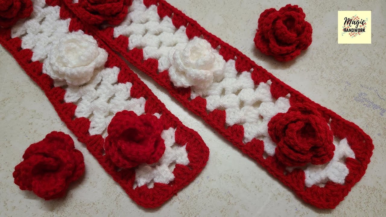 Part-1,🌹गुलाब के फूलों वाला ऊन की तोरण पट्टी, Crochet Toran border,Jhalar Patti, Crochet Rose Flower