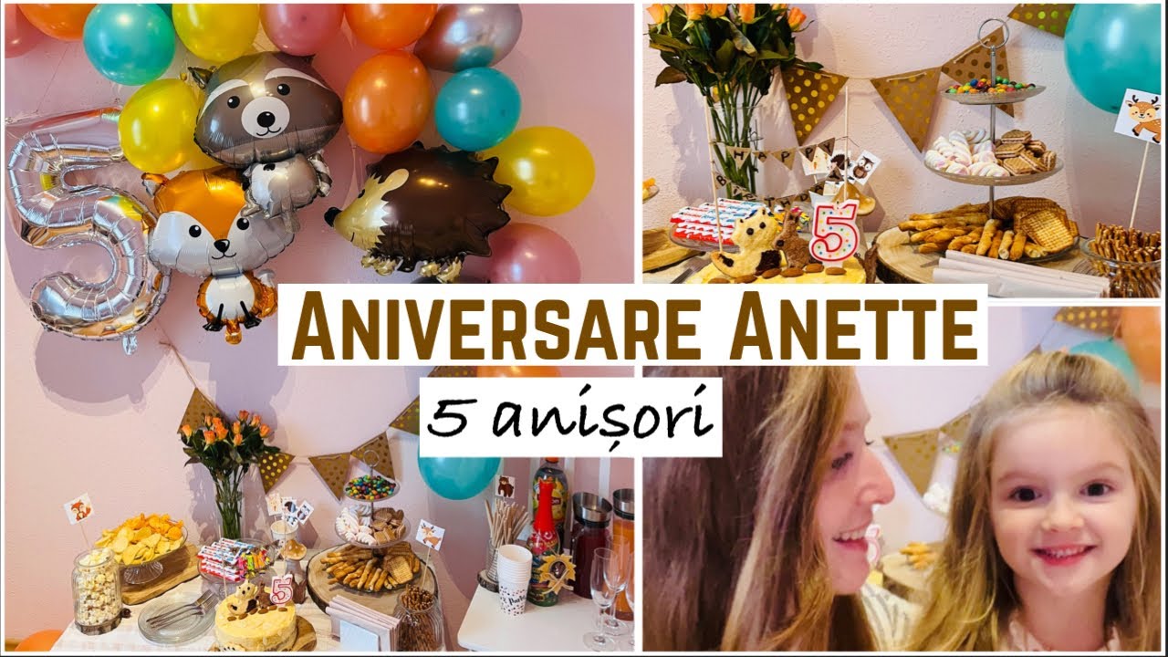 Aniversare Anette 5 anișori | Candy bar, tort , decorațiuni , baloane | Woodland Birthday Theme