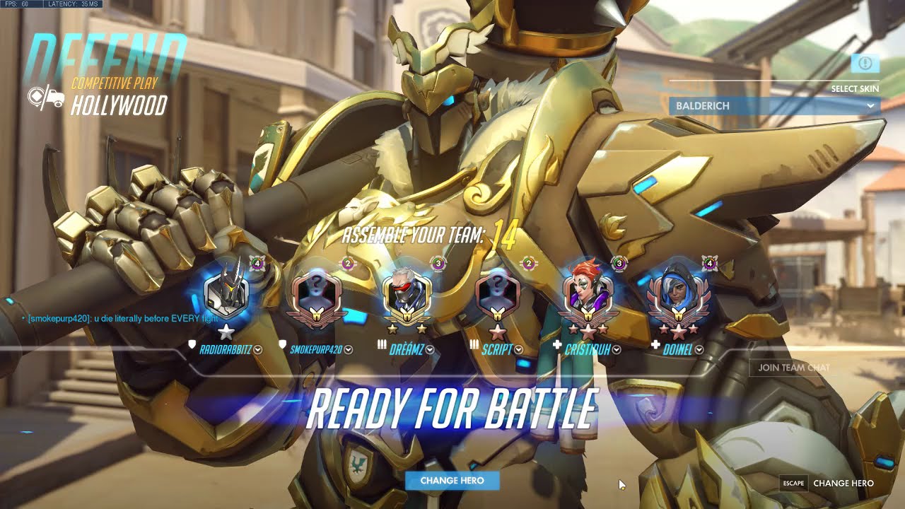 All 5 Tank Placement Matches during Overwatch Competitive Season 25