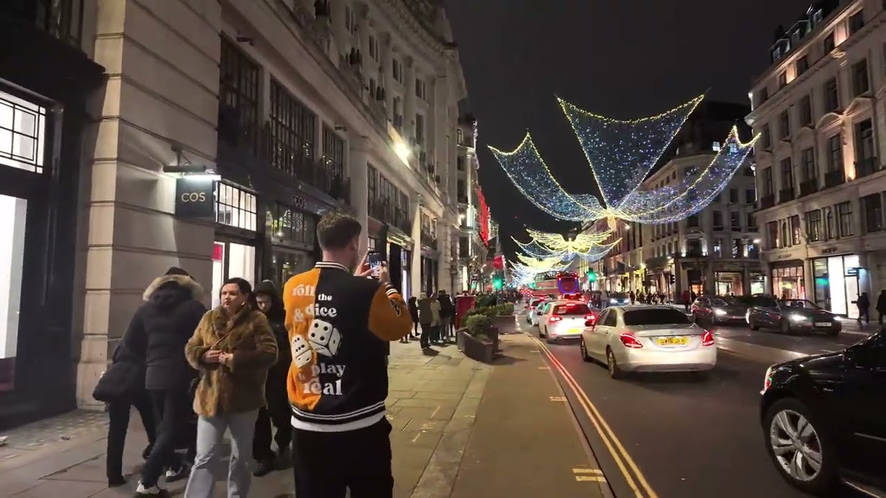 London Winter Night Walk 4K POV Exploring Regent Street, Mayfair, Chinatown & Carnaby Street Lights