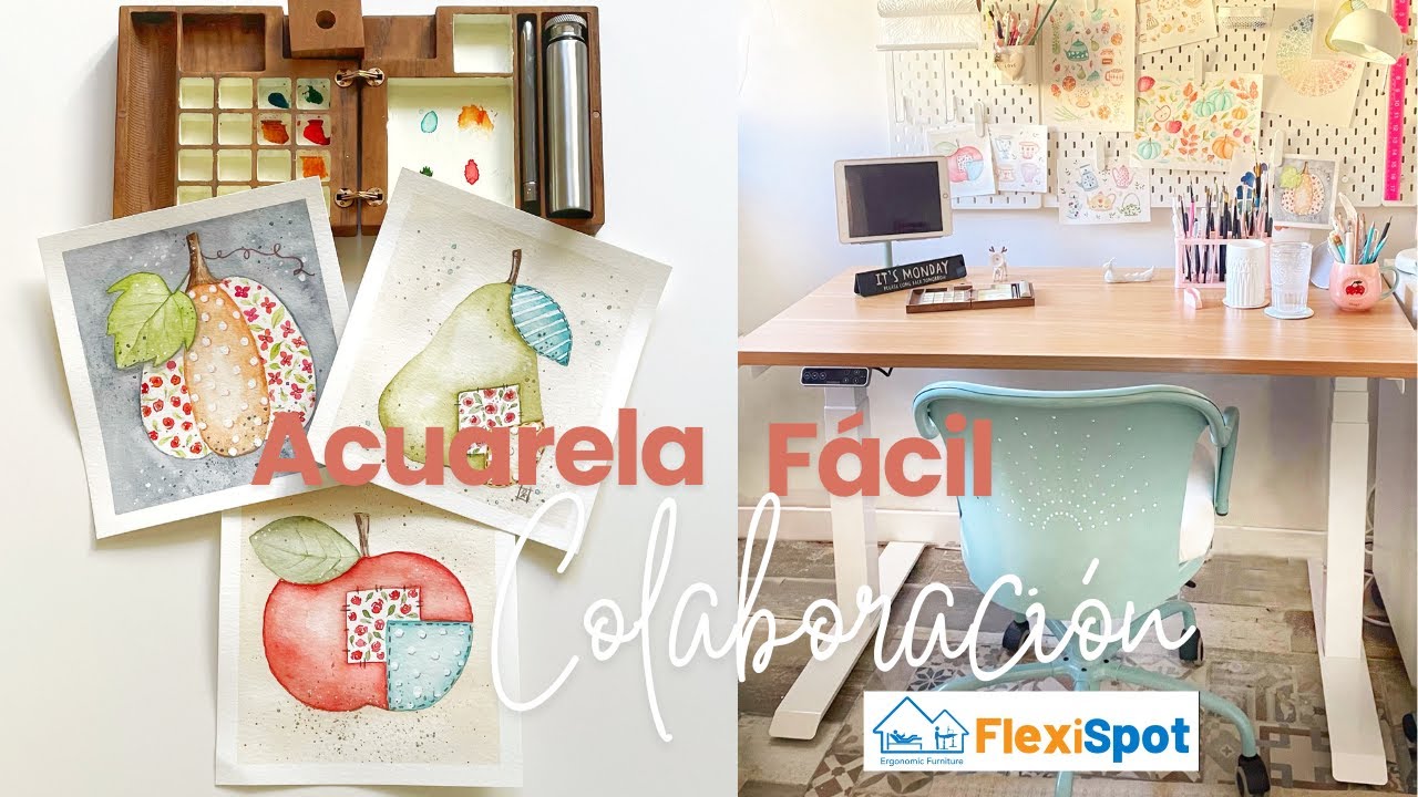 🎨Aprende a pintar una Manzana 🍎 de acuarela y colaboración con Flexispot