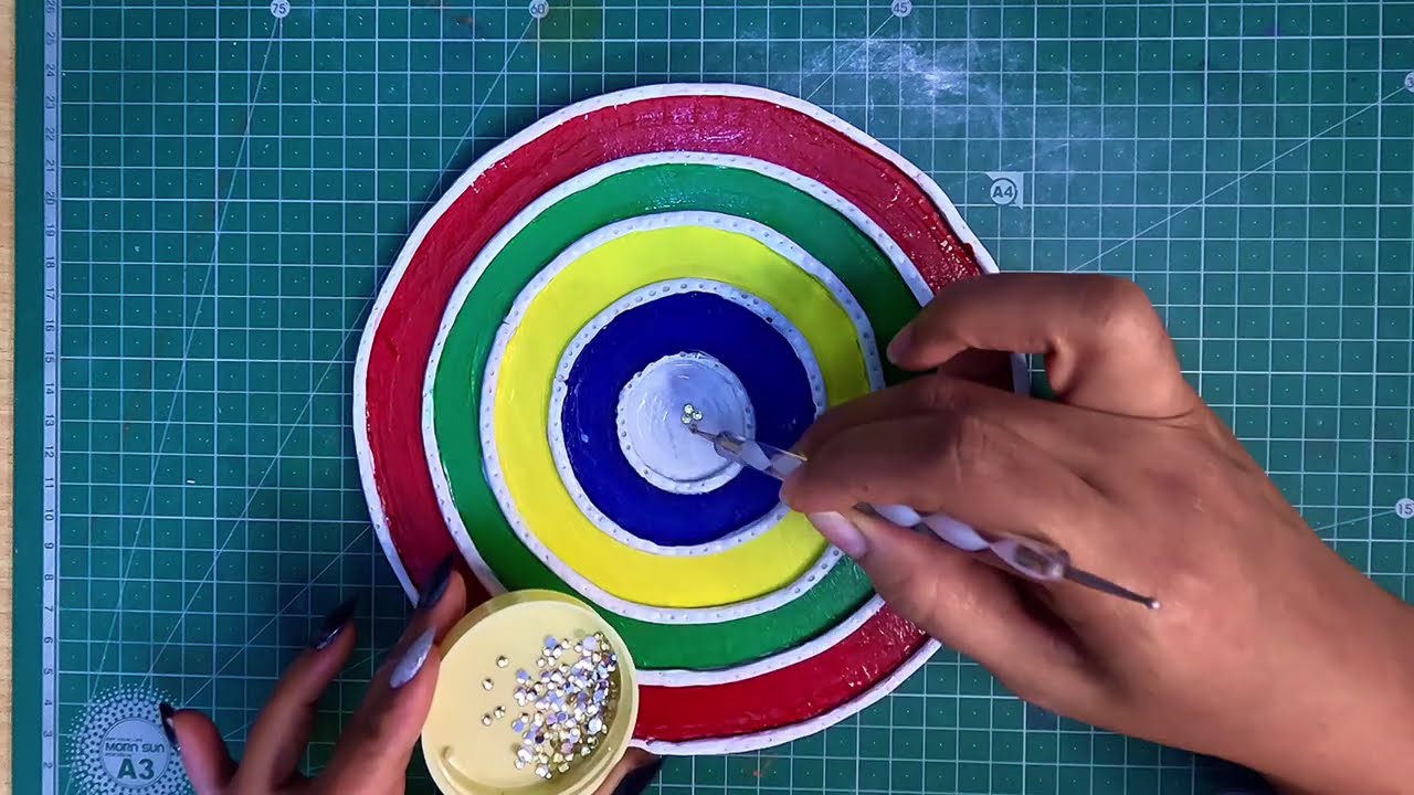 How to make Acrylic Rangoli Kundan Design | DIY Kundan Rangoli | Rearrangeable Acrylic Rangoli | DIY