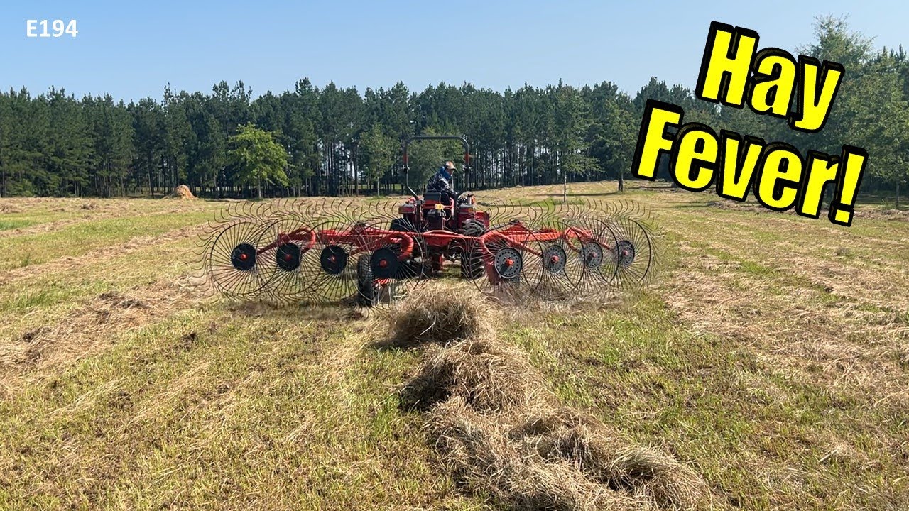 Using a Wheel Hay Rake With a Compact Tractor!
