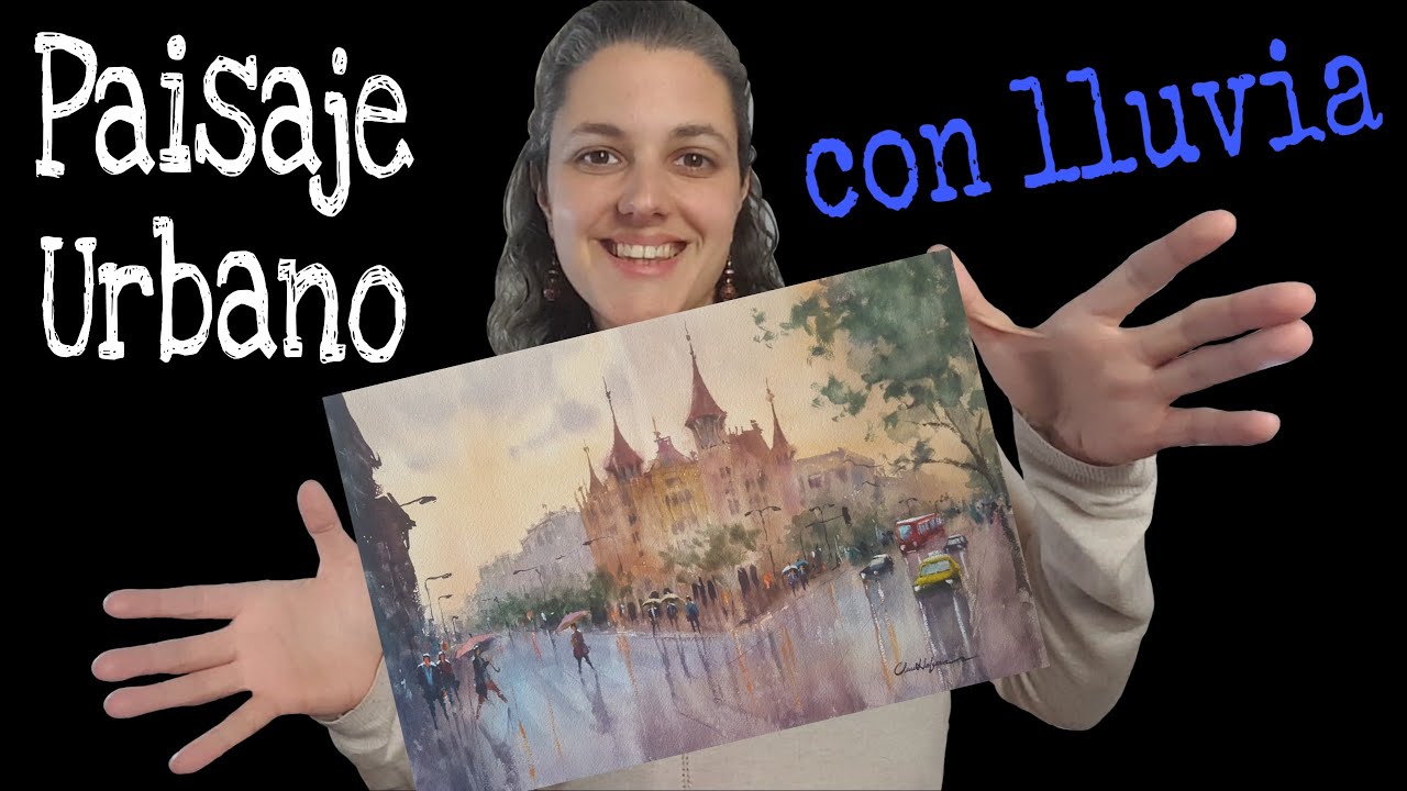 Proceso de PAISAJE URBANO en ACUARELA | SPEED PAINTING Watercolor | BARCELONA bajo la lluvia