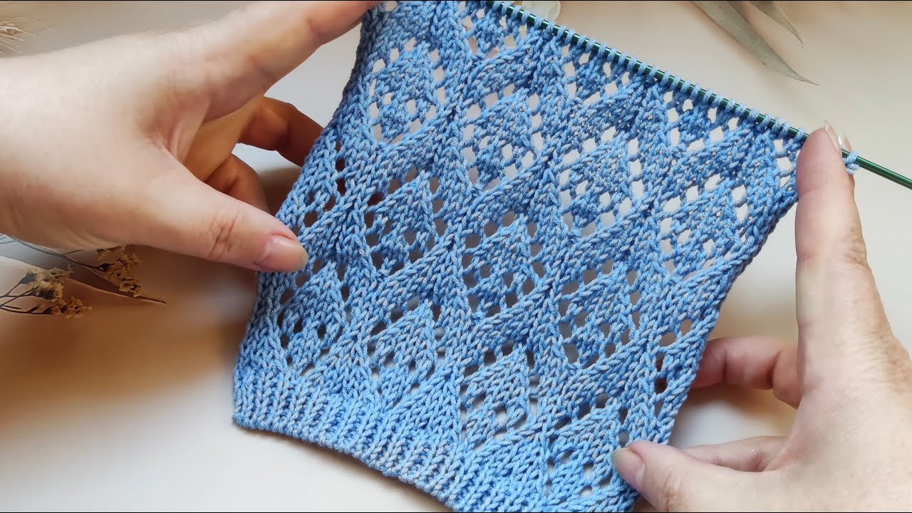 Lace Diamond Stitch Pattern | Ajour-Rautenmuster stricken | Punto Rombi ai ferri| Punto Rombo calado