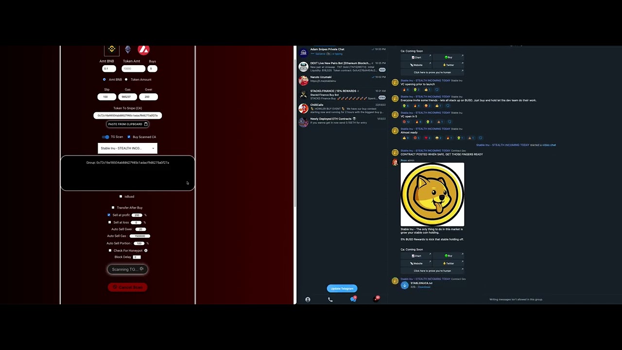 Trading bot SNIPER for UNISWAP/PANCAKESWAP/AVAX