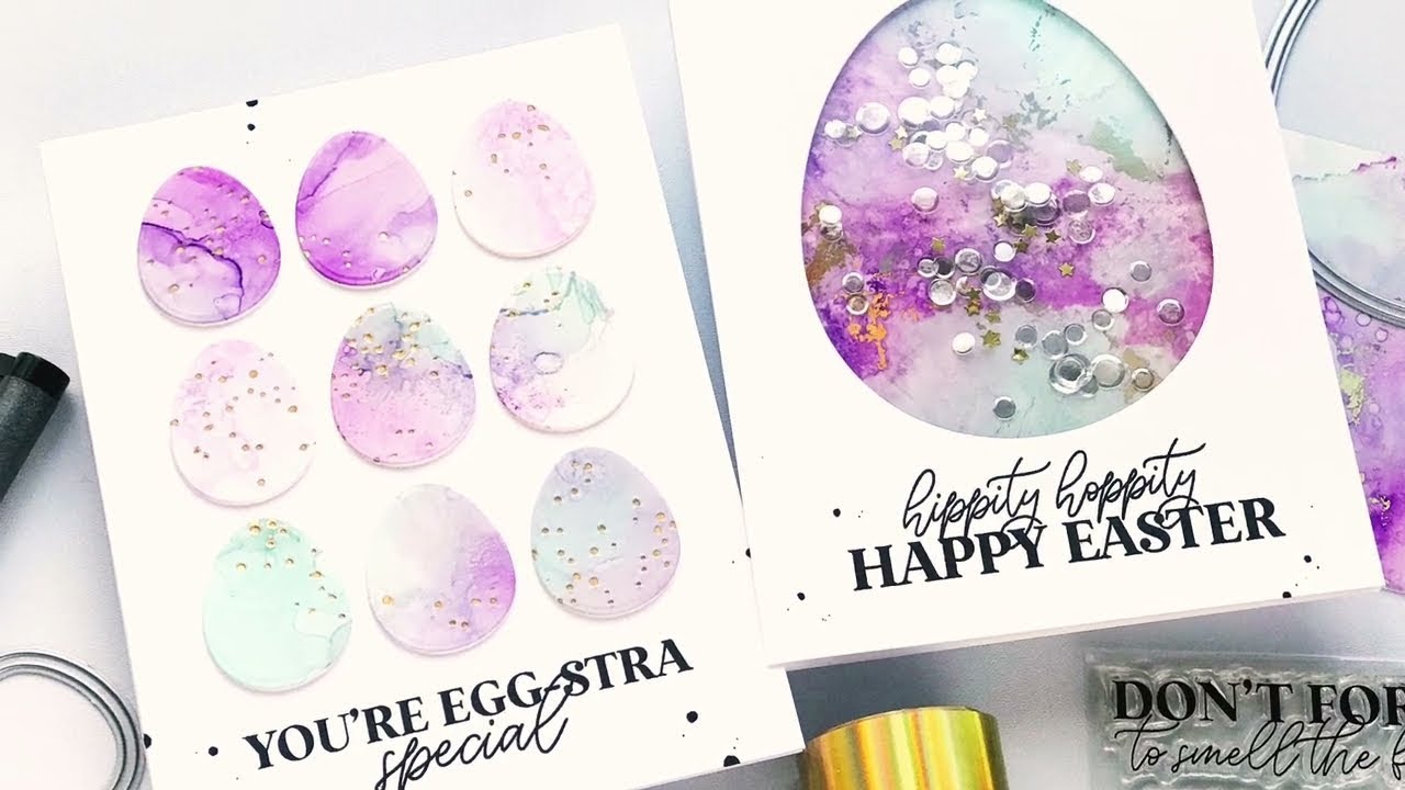 How To Make Easy Alcohol Ink Backgrounds for Easter Cards