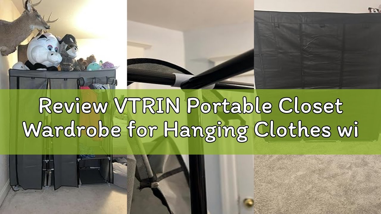 Review VTRIN Portable Closet Wardrobe for Hanging Clothes with 2 Hanging Rods and 8 Storage Organize