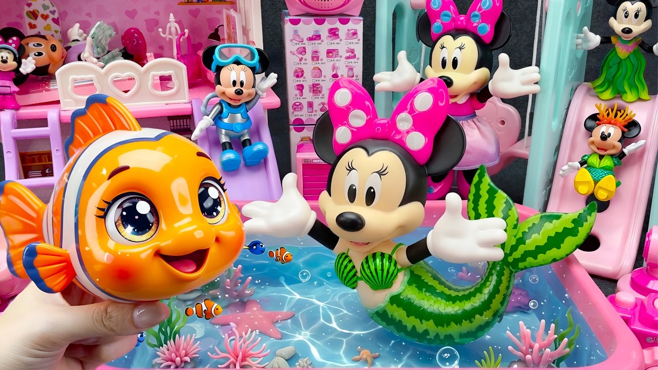Minnie Mouse 2026🎀 Set Unboxing Rainbow Mermaid Bath y Piscina Sorpresa con Pez Nemo ASMR