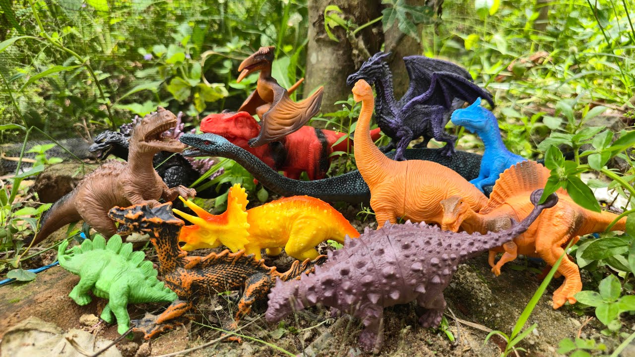 Menemukan Dinosaurus T-Rex Brachiosaurus Ankylosaurus Spinosaurus Allosaurus Triceratops Dragon