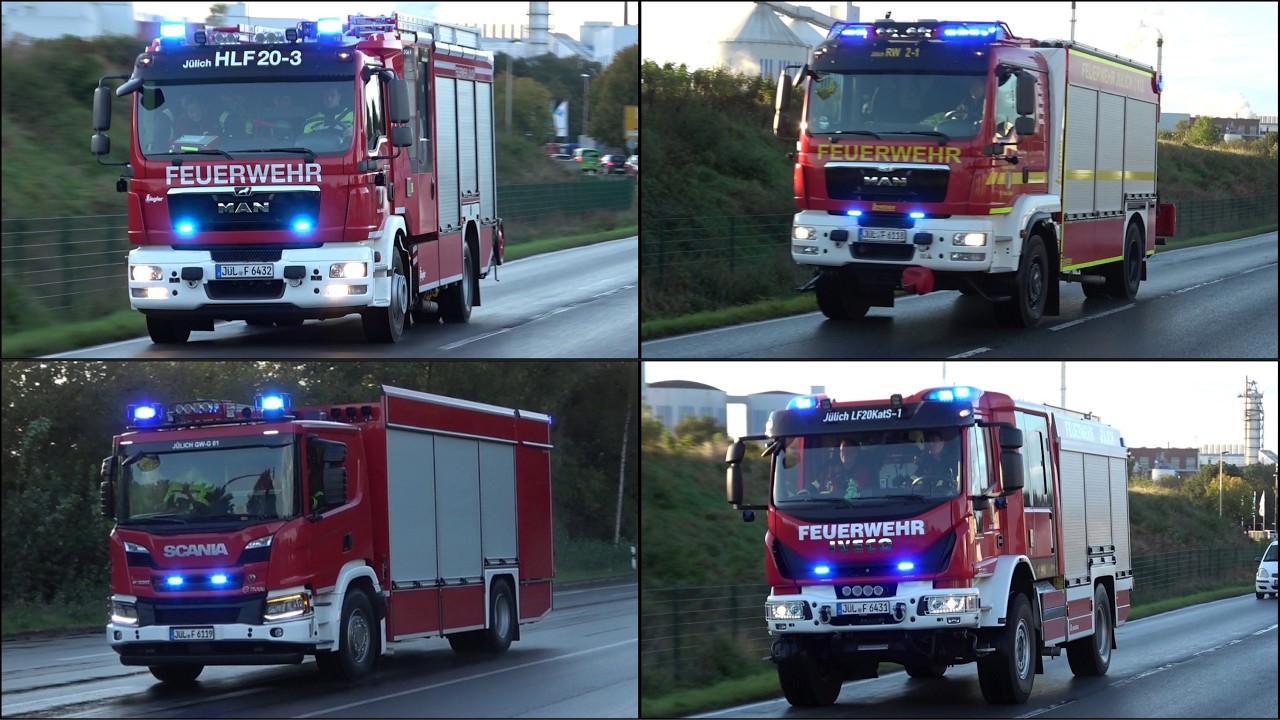 [GROßBRAND in LAGERHALLE! - STADTALARM!] EINSATZFAHRTEN in JÜLICH