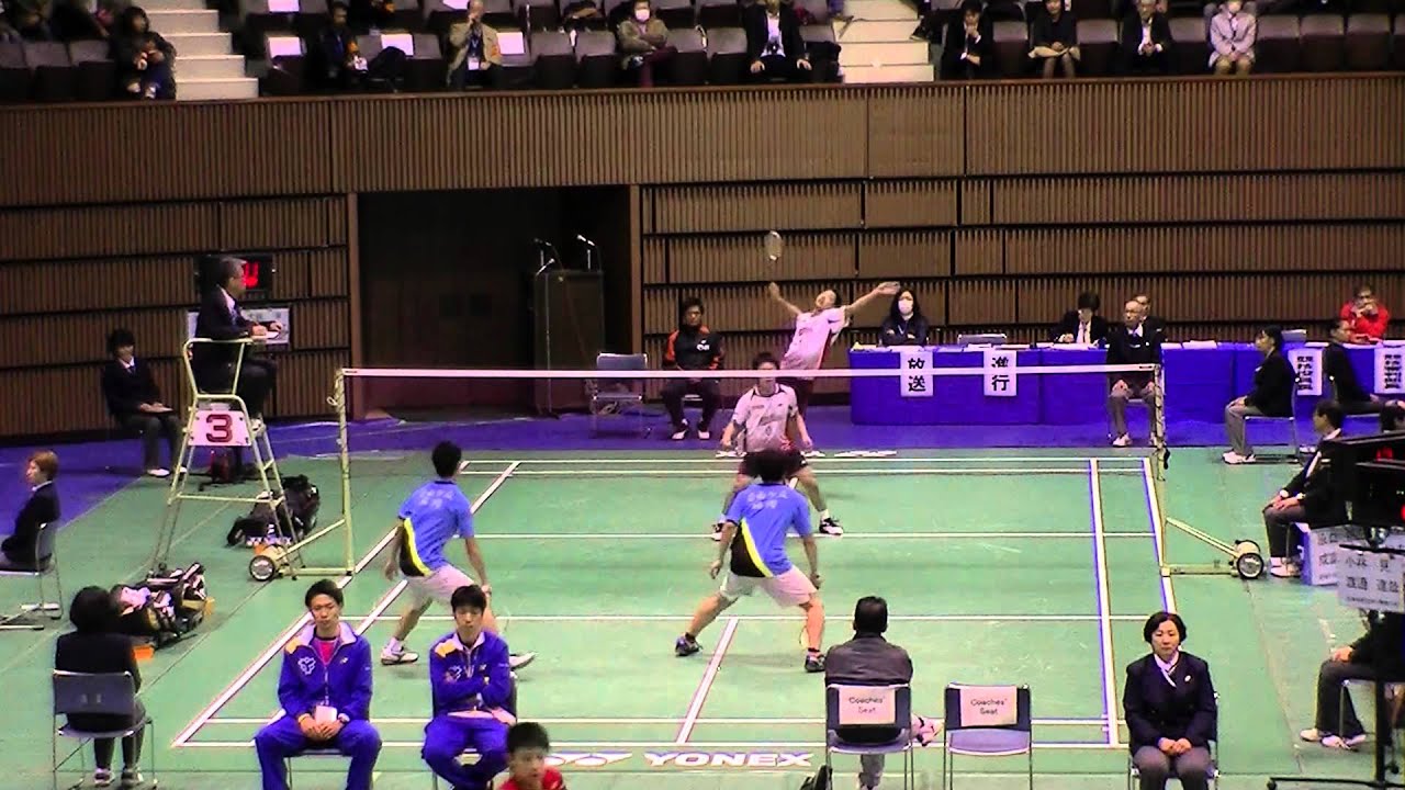 H25全日本総合バド　大越・松丸（NTT東日本）VS原口成冨（自由が丘高校）