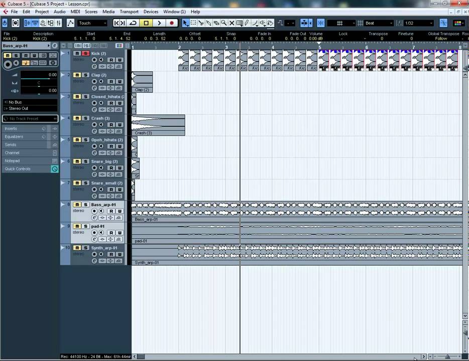 Проект на сэмплах в Сubase (Sample project in Cubase ASIO4ALL)