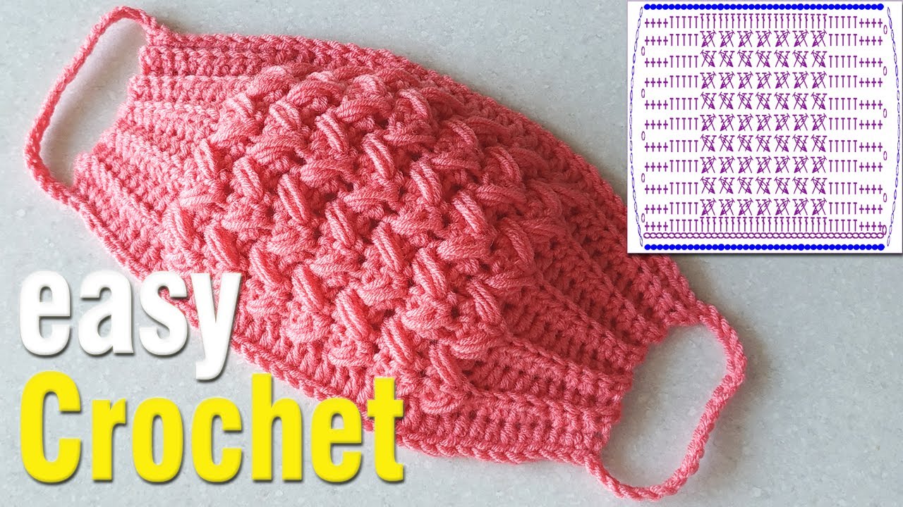 Crochet: How to Crochet a Face Mask for beginners. The Braided Puff Stitch Face Mask Pattern.