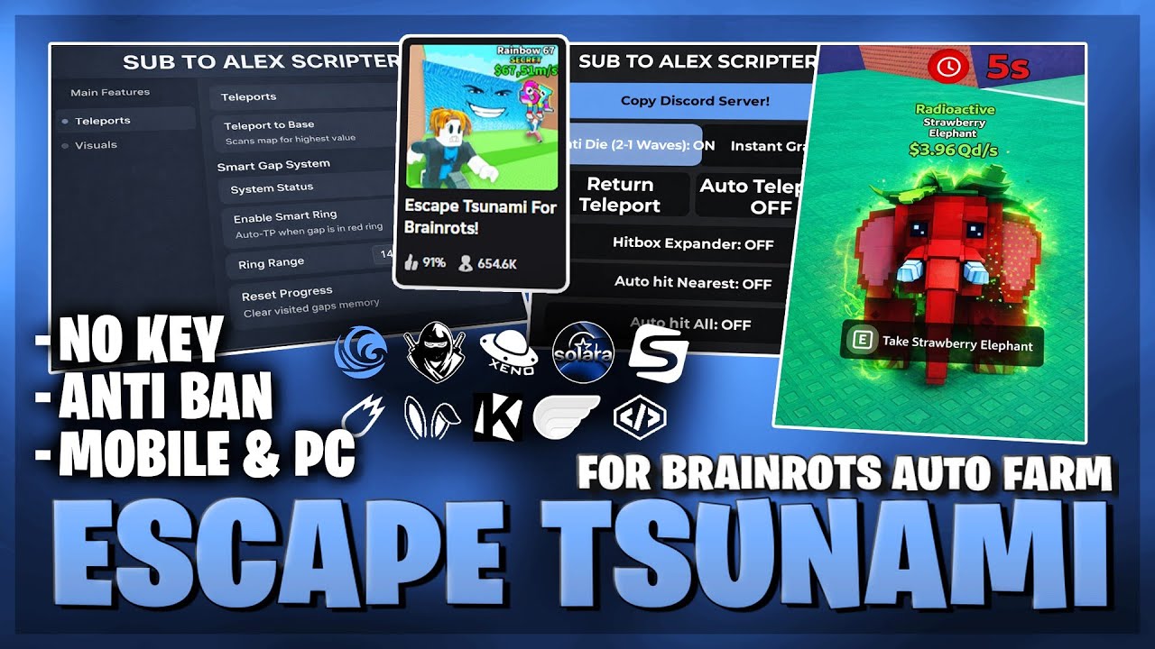 [🌊 NO KEY] Escape Tsunami For Brainrots Script &ndash; AUTOFARM | DUPE | REMOVE TSUNAMI | AUTO GAP