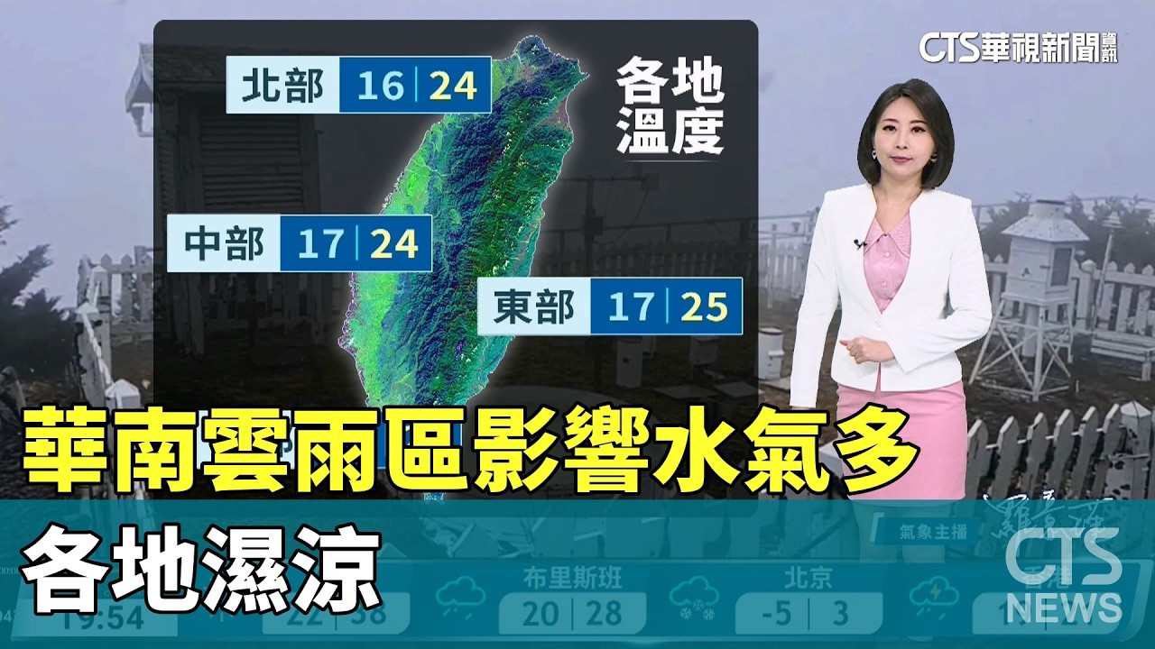 華南雲雨區影響水氣多　各地濕涼｜華視生活氣象｜華視新聞 20260304 @CtsTw