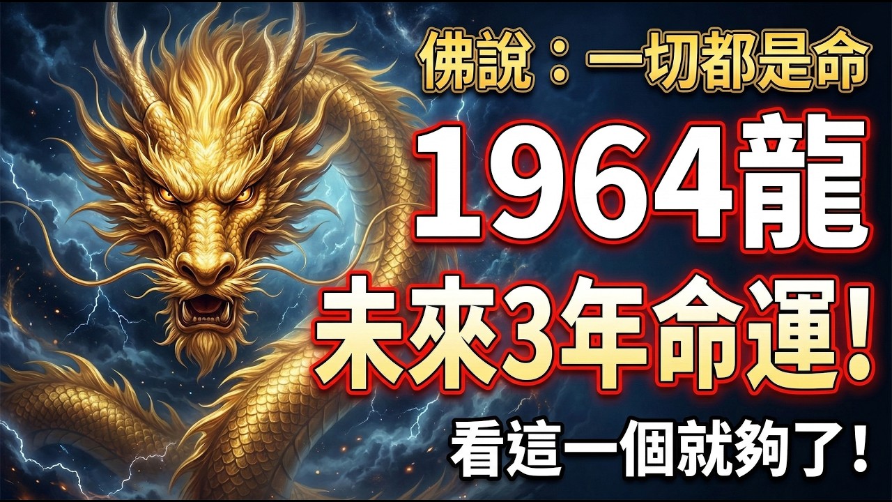 1964年「62歲龍」的未來3年，佛說一切都是命！此生不易，何人知！看這一個就夠了！#屬龍2026運勢 #1964年屬龍 #2026生肖龍運勢 #1964年生肖龍 #屬龍 #生肖龍 #生肖龍未來命運