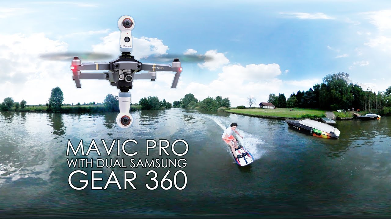 360 Jetsurf video with 2 Samsung Gear 360 (2017) mounted on top & bottom of a DJi Mavic Pro