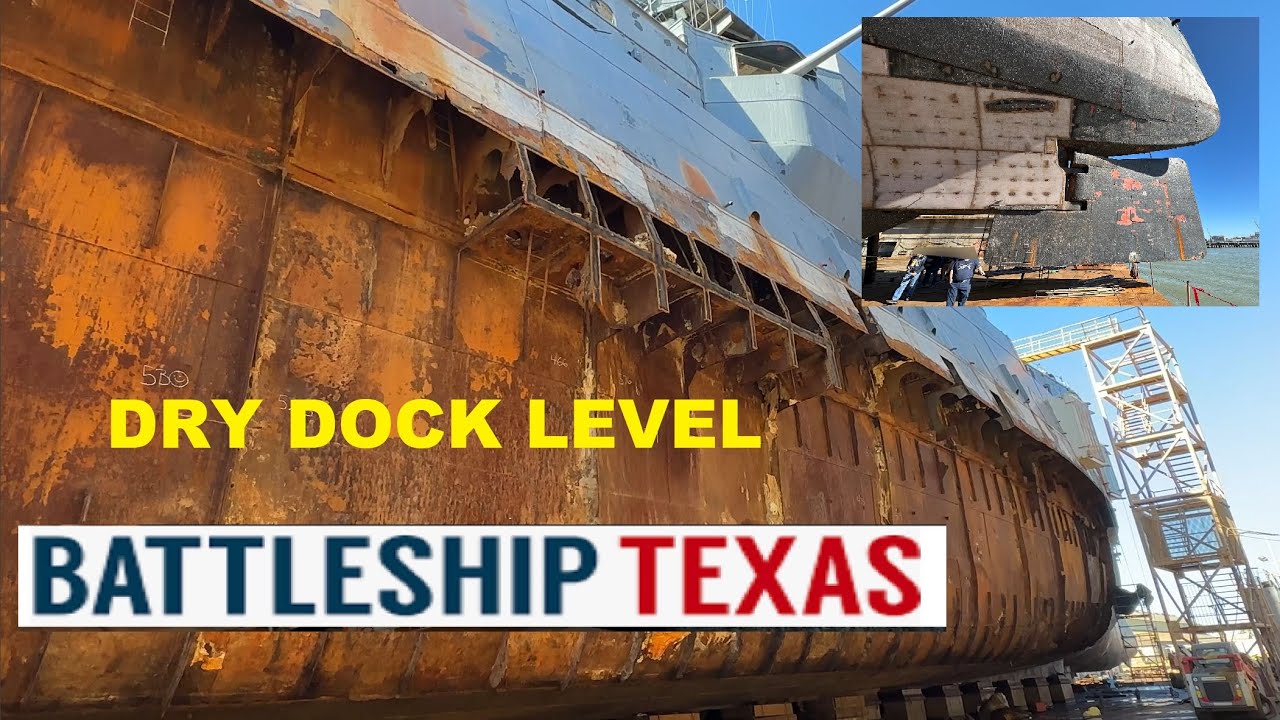Battleship Texas USS Texas Surface Level Dry Dock  Video