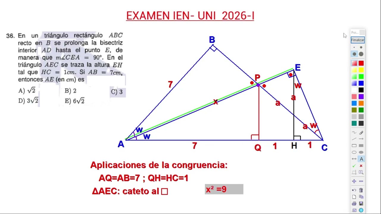 Solucionario examen IEN  UNI -2026 | Geometría|  📐💪