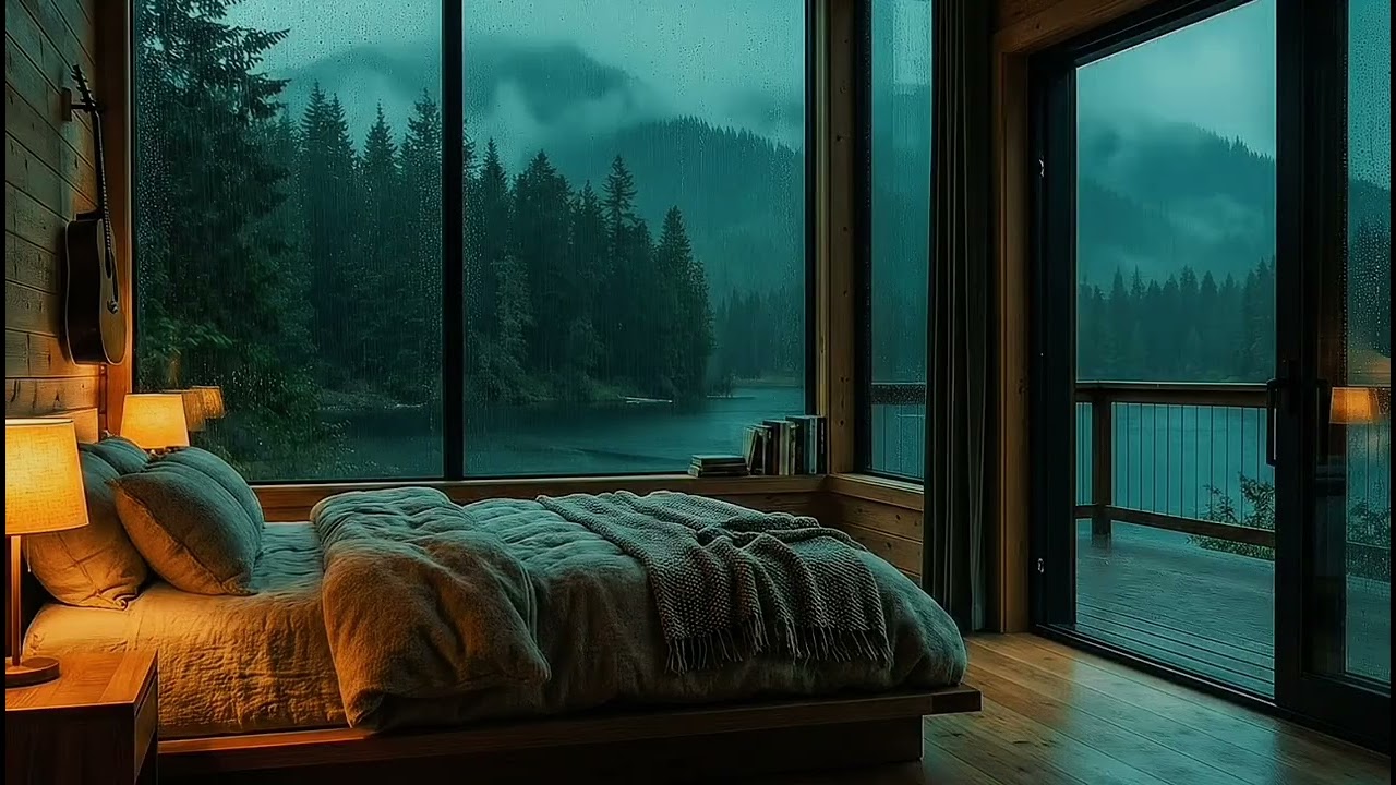 No-Ads Rain Sounds for Sleeping – Powerful Heavy Rain in an Aesthetic Room to Relieve Insomnia