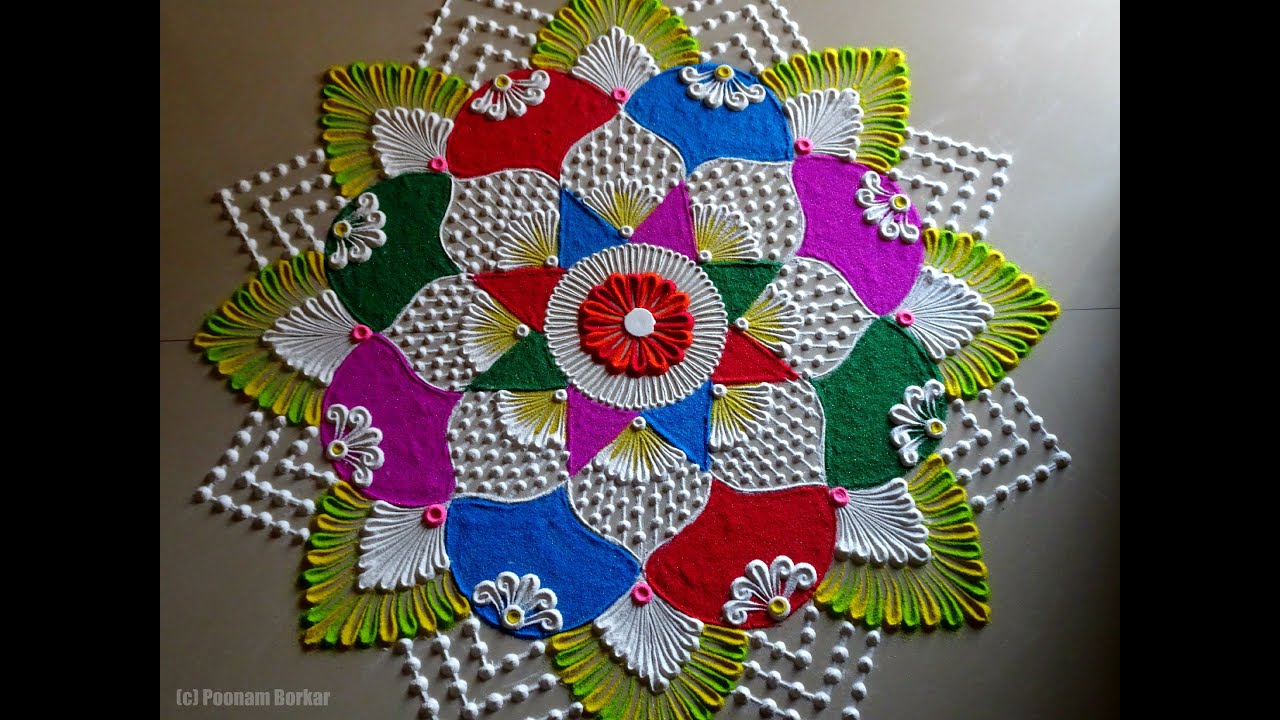 Big, Colorful and unique mandala kolam for festivals | Easy rangoli by Poonam Borkar