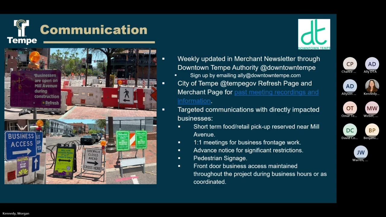 Downtown Tempe Streetscape Construction January 2026 Update Meeting