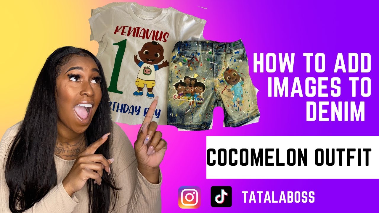 DIY Paint Splatter Shorts - How To Make A Denim Birthday Outfit- Cocomelon Inspired Toddlers Outfit