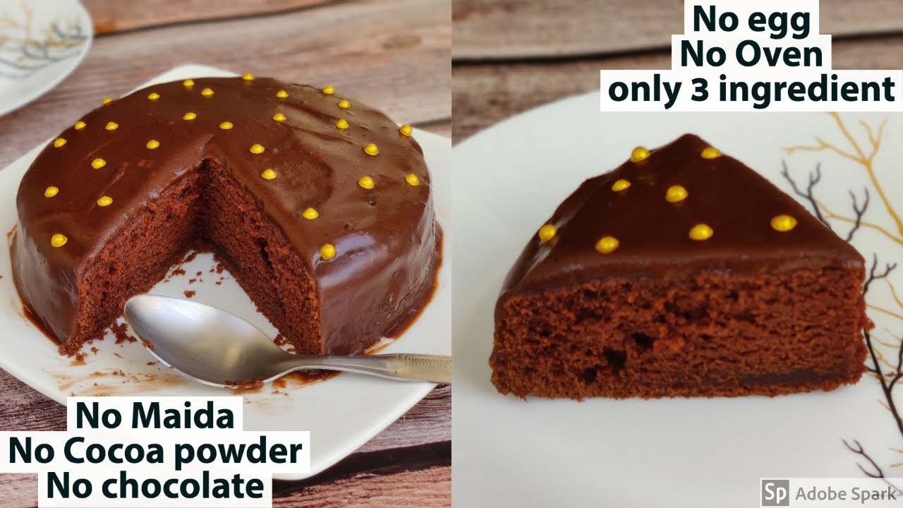 Lockdown Chocolate cake with 1 minute frosting only 3 ingredient No chocolate/Cocoa powder, no maida