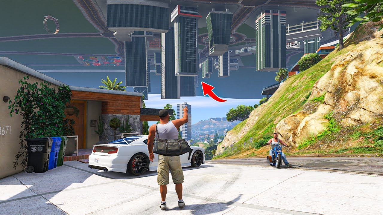 Franklin FOUND INDIAN BIKE DRIVING 3D City in SKY in GTA 5!