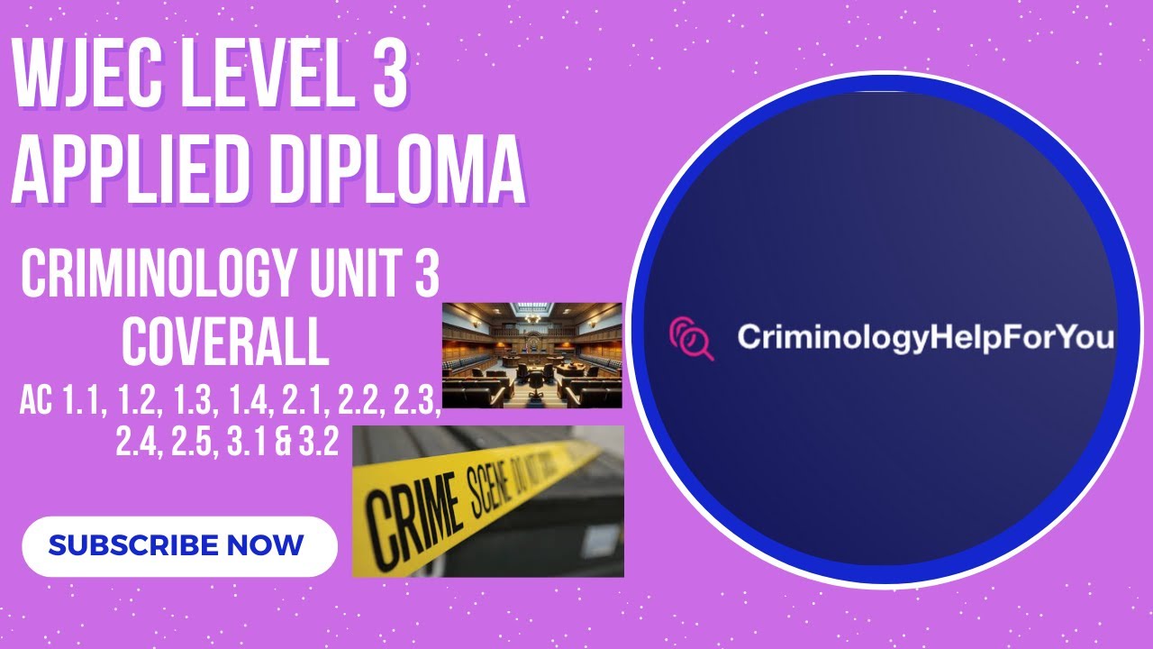 WJEC Level 3 Applied Diploma Criminology Unit 3 Controlled Assessment Coverall