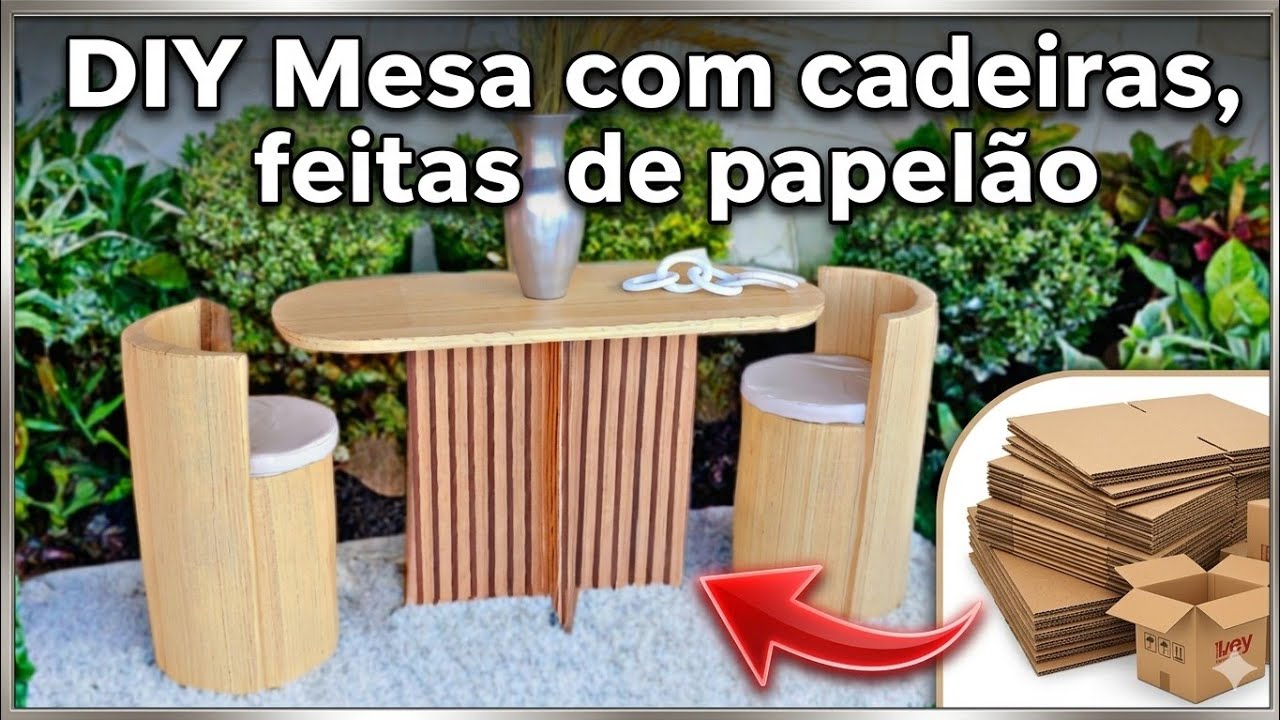 DIY COMO FAZER MESA COM CADEIRAS USANDO CAIXAS DE PAPELÃO QUE IRIAM PARA O LIXO #mesa #diy