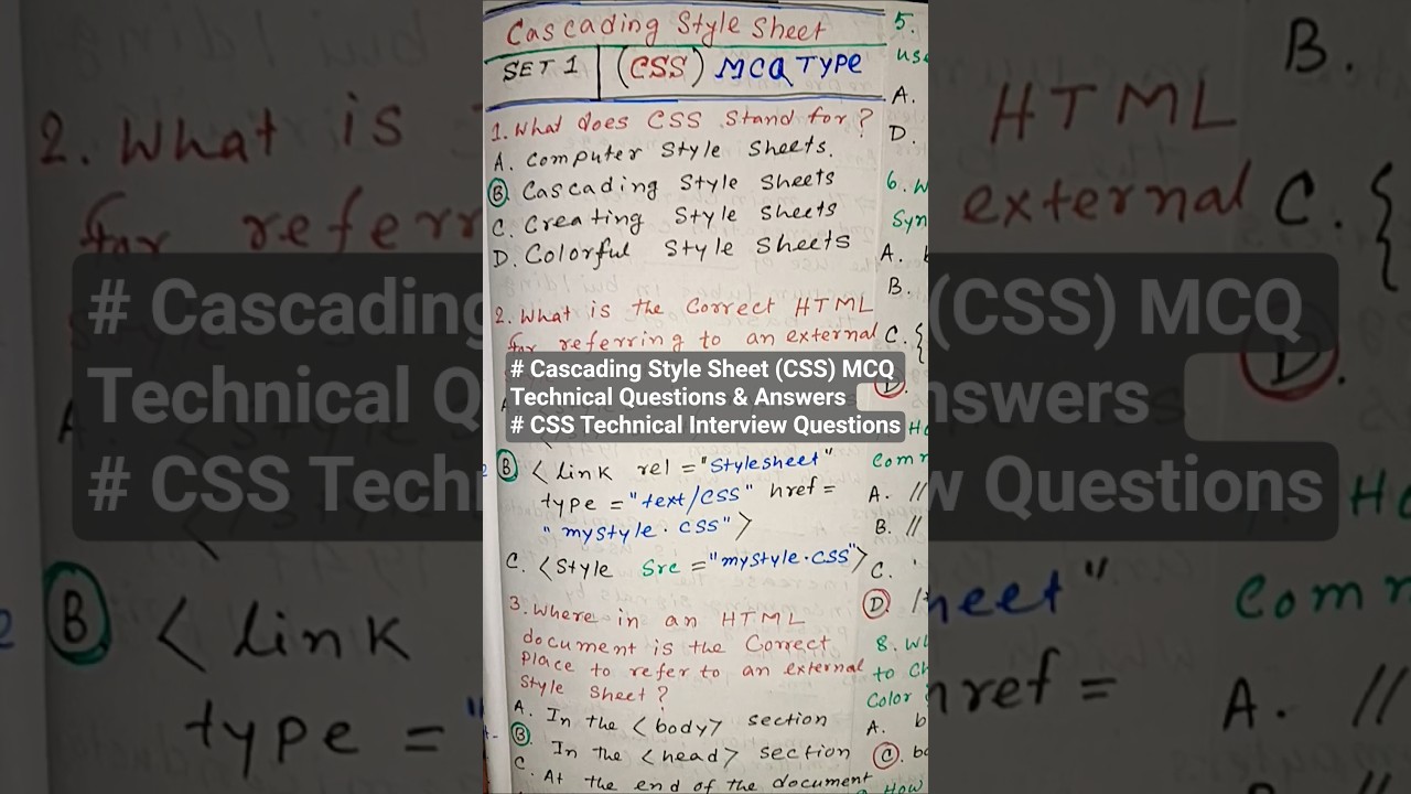 Cascading Style Sheet (CSS) MCQ Technical Questions & Answers l CSS Technical Interview Questions