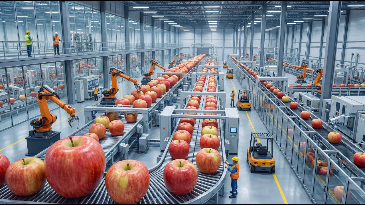Inside a giant dried apple processing plant – From fresh apples to premium dried apple products.