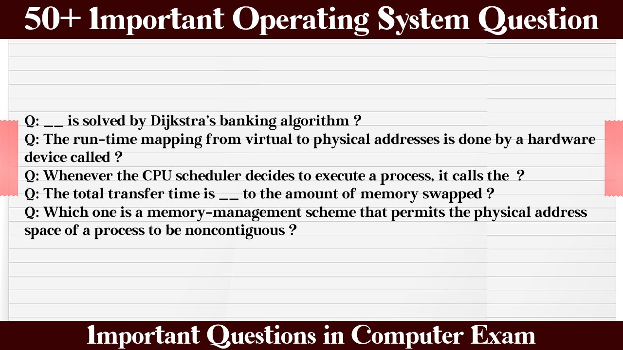 MCQ Questions Operating System with Answers | Quiz Operating System