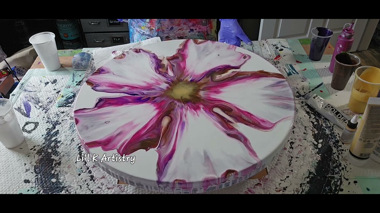 80 REAL TIME HUGE fluid art bloom in pink. 🌸 (colors included)
