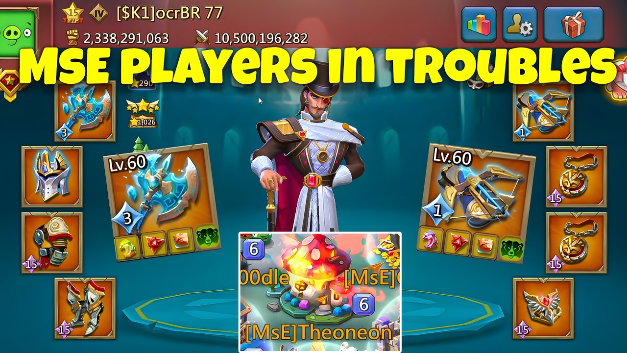 Lords Mobile - ocrBR 77 EMPEROR account VS MsE players! 80m troops online trap burned