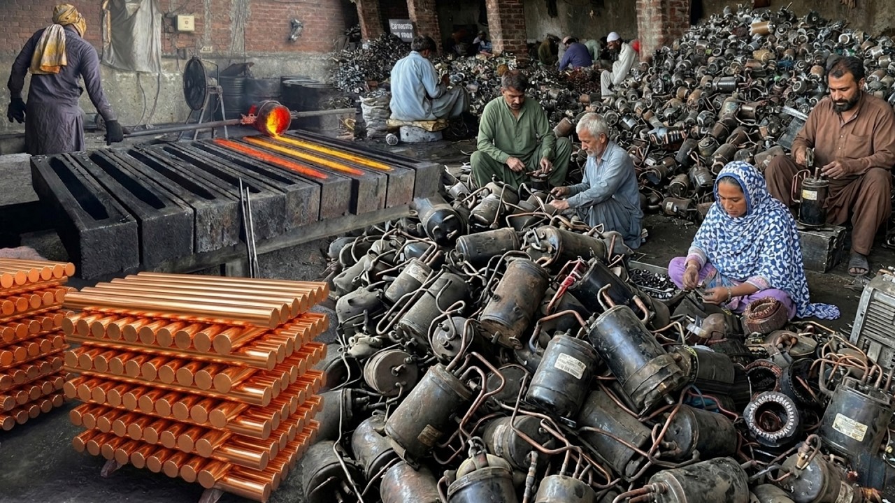 Scrap to Shiny Copper Rods | Amazing Process of Old AC Compressor's Recycling