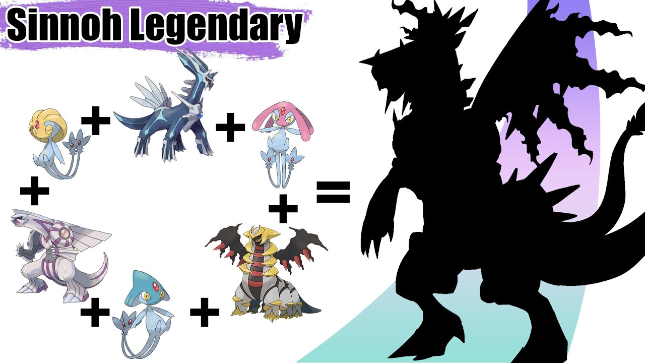 All Gen 4 Legendary Pok&eacute;mon Fusion : Palkia Dialga Giratina Azelf Mesprit Uxie
