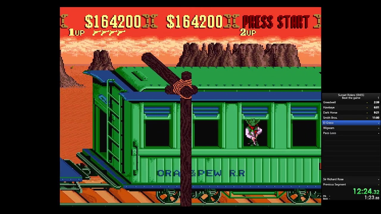Sunset Riders (SNES) | Complete the Game | Easy/Bob | Speedrun (23:30)